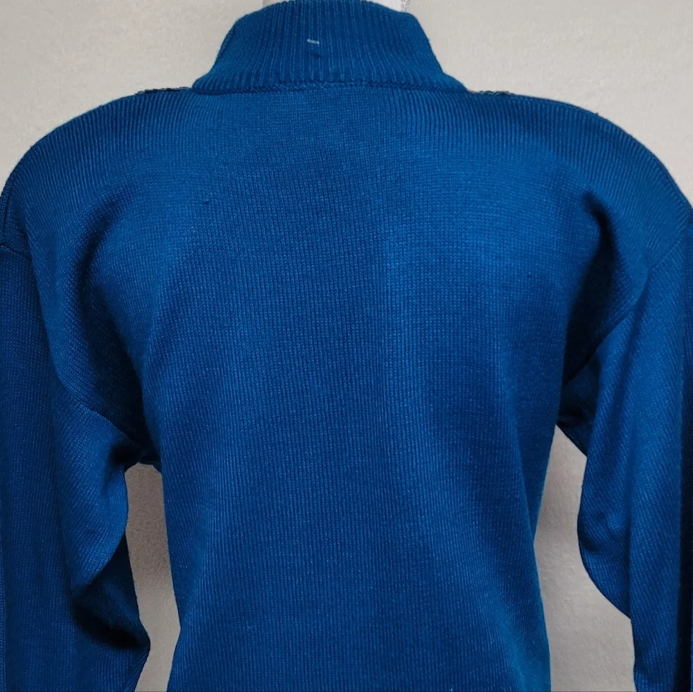 Deadstock Vintage 70s Darian Teal Sequin Starburst Mockneck Midi Sweater Dress M - Picture 9 of 12